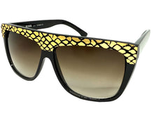 Oversized Classic Vintage Retro Style SUNGLASSES Large Black Snakeskin Frame 1201