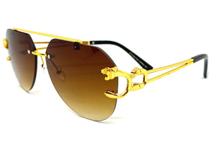 Men's Classy Elegant Luxury Modern Retro Style SUNGLASSES Large Gold Frame 27667