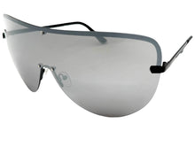Oversized Exaggerated Modern Retro Shield Style SUNGLASSES X-Large Black Frame - Silver Lens 4603