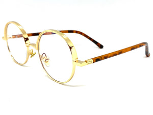 Classic Vintage Retro Style Clear Lens EYEGLASSES Round Gold Frame 8143