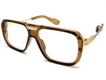 Classic Vintage Retro Hip Hop Rapper Style Clear Lens EYEGLASSES Brown & Gold Frame 76006