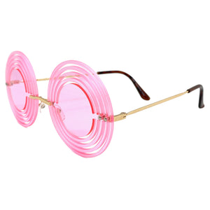 Funky Party Club Raver Hippie SUNGLASSES Spiral Pink Lens 4997