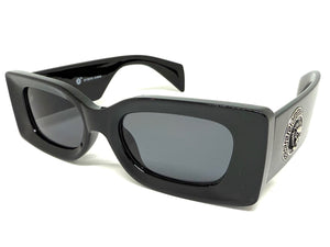 Classic Hardcore Biker Gangster Style SUNGLASSES Black Frame - Dark Lens 5015