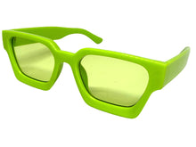 Classic Vintage Retro Style SUNGLASSES Thick Neon Green Frame - Light Green Lens 1402