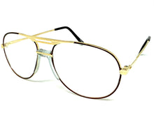 Classic TRUE Vintage Retro Aviator Style Clear Lens EYEGLASSES Gold Frame - Glass Lens M306