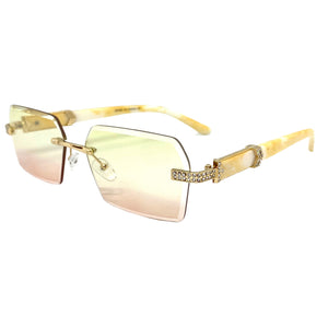 Men's Classy Elegant Luxury Designer Hip Hop Style SUNGLASSES Gold & Marble Frame E0883