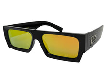 Classic Hardcore Biker Gangster Style LOCS SUNGLASSES X-Large Thick Black Frame - Gold Lens 91321