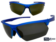 Classic Sporty Wrap Around Fishing Cycling POLARIZED Lens SUNGLASSES Semi Rimless Blue Frame 5124