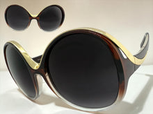 Oversized Exaggerated Vintage Retro Style SUNGLASSES Large Round Brown Frame 7152