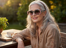 Classic Elegant Vintage Retro Style SUNGLASSES Thick Matte Gray Oval Floral Frame 17008