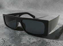 Classic Hardcore Biker Gangster Style SUNGLASSES Thick Rectangular Black Frame - Dark Lens 81019