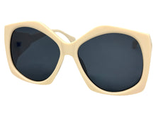Oversized Exaggerated Vintage Retro Style SUNGLASSES Large Cream Frame - Dark Lens E2003