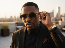 Classic Vintage Retro Luxury Hip Hop Rapper Style SUNGLASSES Square Gold Frame - Gradient Lens E2206