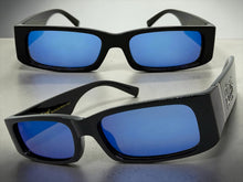 Classic Hardcore Biker Gangster Style LOCS SUNGLASSES Large Thick Black Frame - Blue Lens 91320