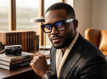 Classic Vintage Retro Style EYEGLASSES Blue Light Black Clear Lens - Thick Square Black Frame 80844