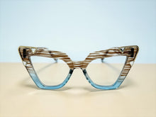Oversized Vintage Retro Cat Eye Style Clear Lens EYEGLASSES Large Striped Optical Frame 13188