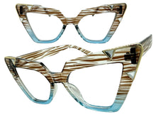 Oversized Vintage Retro Cat Eye Style Clear Lens EYEGLASSES Large Striped Optical Frame 13188