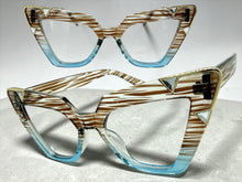Oversized Vintage Retro Cat Eye Style Clear Lens EYEGLASSES Large Striped Optical Frame 13188