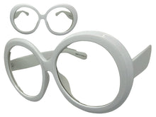 Oversized Vintage Retro Style Clear Lens EYEGLASSES X-Large Round White Frame E6009