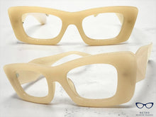 Exaggerated Classic Vintage RETRO Cat Eye Style READING GLASSES READERS Beige Frame - Lens Strength +1.25