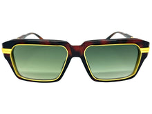 Classic Vintage Retro Luxury Hip Hop Rapper Style SUNGLASSES Square Brown & Gold Frame - Green Lens 81063