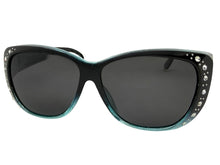 Women's Classy Elegant Luxurious Bling POLARIZED SUNGLASSES Black & Blue Frame Over RX Glass Fit 7833