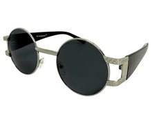 Classic Vintage Retro Luxury Hip Hop Rapper Style SUNGLASSES Round Silver Frame - Dark Lens 6556