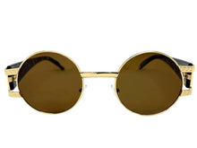 Classic Vintage Retro Luxury Hip Hop Rapper Style SUNGLASSES Round Gold Frame - Brown Lens 6556