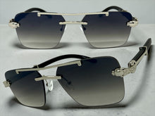 Classy Elegant Luxury Hip Hop Rapper Style SUNGLASSES Silver & Faux Wooden Frame - Gray Lens E2176