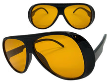 Exaggerated Classic Vintage Retro Style SUNGLASSES Black Frame - Orange Lens 2465