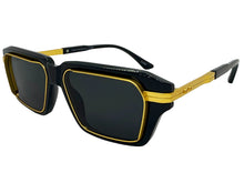 Classic Vintage Retro Luxury Hip Hop Rapper Style SUNGLASSES Square Black & Gold Frame - Dark Lens 81063