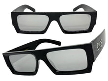 Classic Hardcore Biker Gangster Style LOCS SUNGLASSES X-Large Thick Black Frame - Chrome Lens 91321