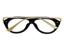 Oversized Classic Vintage Retro Style Clear Lens EYEGLASSES Large Black & Gold Frame 27009