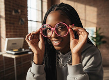 Oversized Vintage Retro Style Clear Lens EYEGLASSES X-Large Round Pink Frame 15032