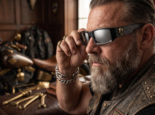 Classic Hardcore Gangster Biker Style Choppers SUNGLASSES Thick Black Frame - Silver Lens 6785