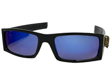 Classic Hardcore Gangster Biker Style Choppers SUNGLASSES Thick Black Frame - Blue Lens 6785