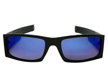 Classic Hardcore Gangster Biker Style Choppers SUNGLASSES Thick Black Frame - Blue Lens 6785