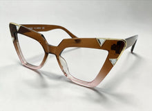 Oversized Vintage Retro Cat Eye Style Clear Lens EYEGLASSES Large Brown Optical Frame 13188