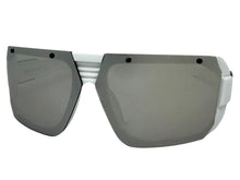 Classic Hardcore Biker Gangster Wrap Around LOCS SUNGLASSES Large White Frame - Chrome Lens 91202