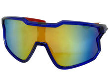 Oversized Sporty Wrap Around Style SUNGLASSES Large Blue Patriotic USA Flag Frame 3737