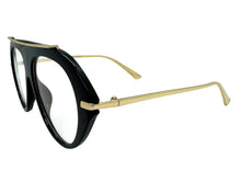 Oversized Classic Vintage Retro Style Clear Lens EYEGLASSES Large Black & Gold Frame 27009