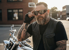 Classic Hardcore Gangster Biker Style Choppers SUNGLASSES Thick Black Frame - Silver Lens 6786