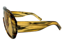 Oversized Modern Retro Shield Style SUNGLASSES Thick Brown Frame - Light Tint Lens 2466