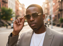Classy Elegant Luxury Hip Hop Rapper Style SUNGLASSES Gold & Tortoise Frame - Gold Cross & Fleur De Lis 27774