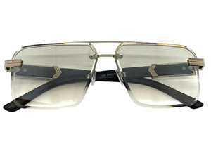 Men's Classy Elegant Luxury Designer Hip Hop Style SUNGLASSES Silver & Wooden Frame 7537