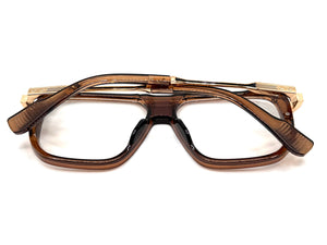 Classic Vintage Retro Hip Hop Rapper Style Clear Lens EYEGLASSES Brown & Gold Frame 76006
