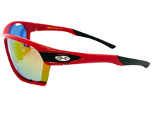 Classic Sporty Wrap Around Style SUNGLASSES Large Red Frame - Gold Lens 2745