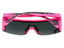 Classic Hardcore Biker Gangster Wrap Shield Style POLARIZED SUNGLASSES Neon Pink Frame - Dark Lens X0018