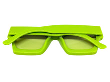 Classic Vintage Retro Style SUNGLASSES Thick Neon Green Frame - Light Green Lens 1402
