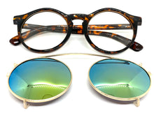 Classic Vintage Retro Style Clip On SUNGLASSES Round Tortoise Frame 6442